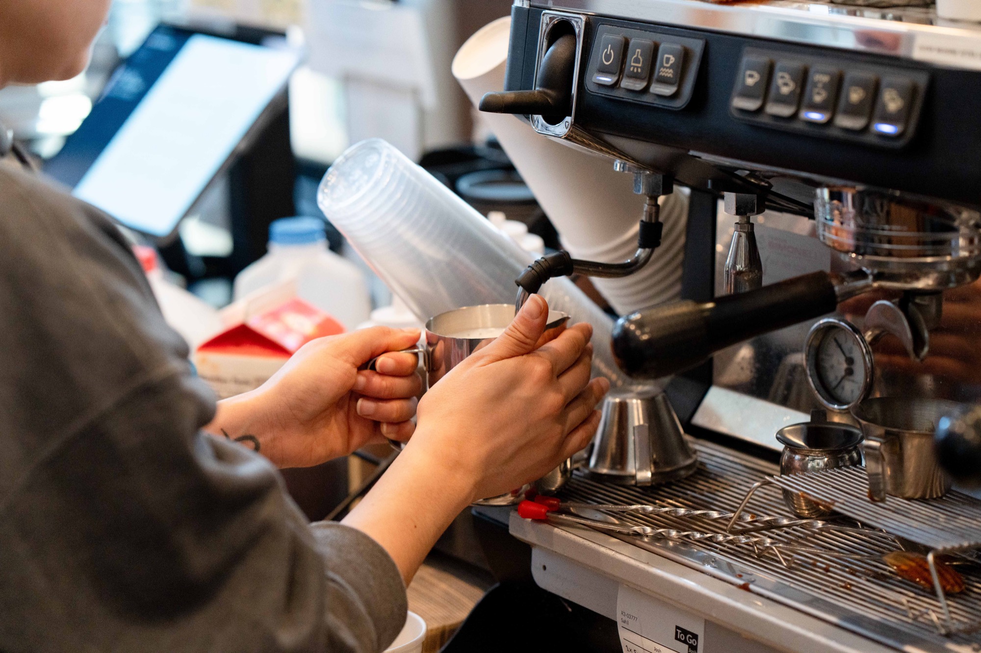Steaming milk for handcrafted lattes and cappuccinos