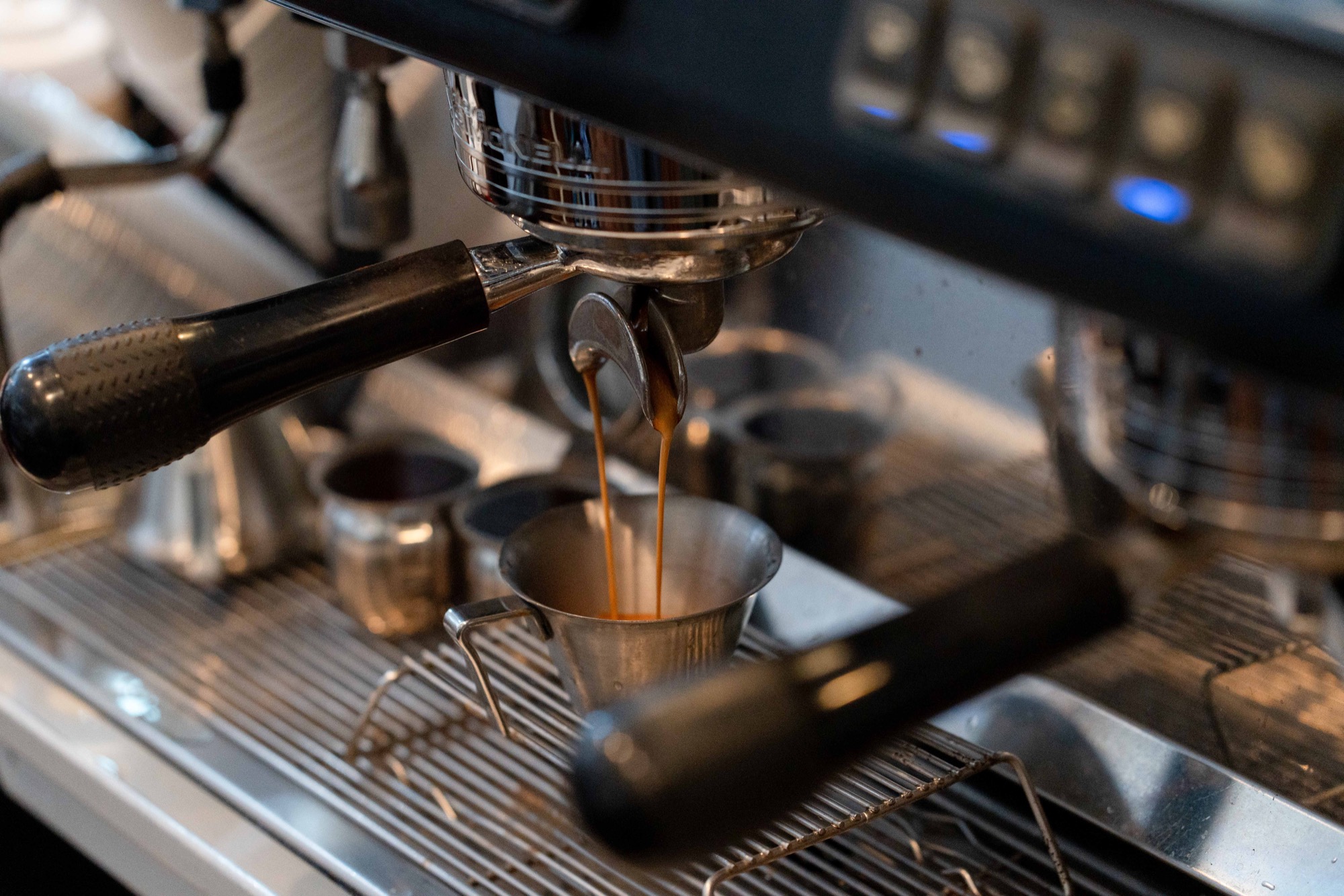 Espresso pulled at the bar with Cafe Lafayette house blend